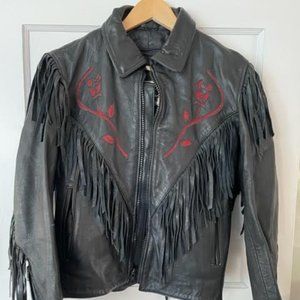 Route 66 Rose Fringe Leather Jacket Size 40